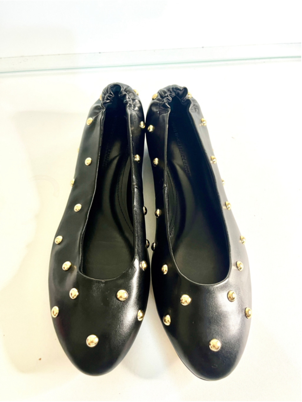 White House Black Market Black Studded Ballet Flats Women Size 8.5M